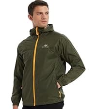NORDIC OUTLAND Mens Lightweight Hooded Waterproof Rain Jacket Breathable Raincoat Shell for Outdoor Mountain Hiking