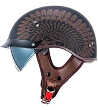VCOROS Carbon Fiber Open Face Retro Motorcycle Helmets Men Women Half Face Helmets for Motorbike Cruiser Chopper Moped Scooter ATV (Gloss Black, L)