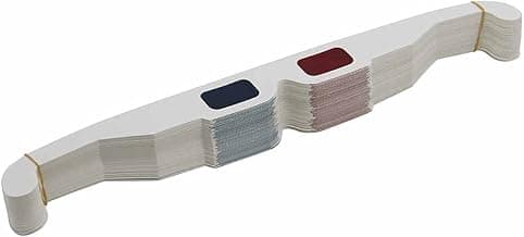 50 Pairs - Flat- 3D Glasses Red and Cyan White Frame Anaglyph Cardboard (Set of 50)