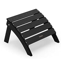 Folding Adirondack Chair, HDPE All-Weather Fire Pit Chairs, Plastic Adirondack Chairs with 2 Cup Holder, Outdoor Lawn Chair for Patio Garden (Black)