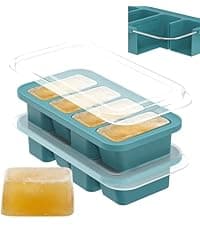 DOQAUS Ice Cube Tray with Lids - 4 Pack Stackable Silicone Ice Trays for Freezer, BPA & LFGB Safe, Easy Release for Kitchen, RV, Cocktail, Coffee, Soup & Food