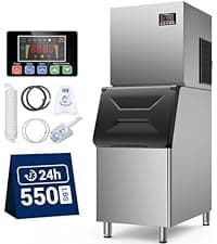 Commercial Ice Maker, 760 LBS/24h with 560 LBS Storage Bin, 156 Ice Cubes Ready in 5-15 min, Self Cleaning Stainless Steel Industrial Ice Machine for Bar Restaurant Cafe