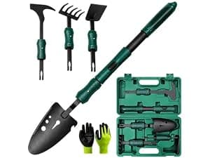 Rust-Resistant Steel Garden Tool Sets for Women, Men, Durable, Ergonomic Wooden Handle, Idea for Planting Work Grenebo Heavy Duty Gardening Tools with Handbag, Gardening Gifts for Women B09F9C3KFS
