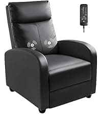 Homall Recliner Chair, Recliner Sofa PU Leather for Adults, Recliners Home Theater Seating with Lumbar Support, Reclining Sofa Chair for Living Room (Black, Leather)
