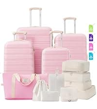 Merax Luggage Set 2 Piece Suitcase Set with Cosmetic Case Expandable Spinner Wheels Vintage Luggage Sets(Black,20"+28")