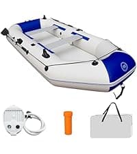 Inflatable Dinghy Boat with Drop-Stitch Floor 10ft Portable Inflatable Boat for 3-4 Adults, Motor Compatible, Heavy-Duty PVC, Ideal for Fishing, Cruising, and Rescue Use