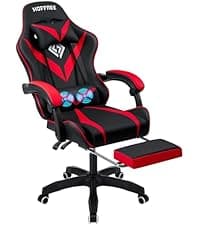 RGB Gaming Chair with Bluetooth Speakers and LED Lights Ergonomic Massage Computer Game Chair with Footrest High Back Music Video Game Chair with Lumbar Support Red and Black