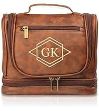 Personalized Toiletry Bag for Men, Custom Toiletries Bag Gifts for Men, Him, Birthday, Anniversary, Graduation, Groomsmen, Dad, Husband, Boyfriend, Leather Engraved Travel Cosmetic Shaving Hygiene Bag B0DZ6SCD7C