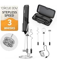 CIRCLE JOY Rechargeable Milk Frother Handheld, Dual Coil Whisk Head Electric Coffee Frother, Portable Hand Frother Wand Drink Mixer for Matcha Lattes Cappuccino, Kitchen Gifts, Black B0DPG6SNV1