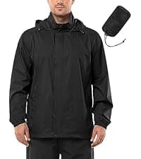 Outdoor Ventures Men's Rain Jacket Waterproof Lightweight Packable Rain Pullover for Hiking Golf Running