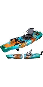 Reel Yaks Raptor Modular Fishing Kayak - 9.5ft Lightweight Sit On Top Kayak for Adults & Youth - Stable & Portable, Ideal Space-Saving Design for Travel - 380lbs Capacity