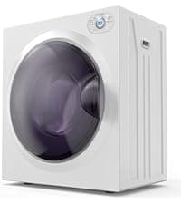 ROVSUN 110V Portable Clothes Dryer, High End Laundry Front Load Tumble Dryer Machine with Stainless Steel Tub & Simple Control Knob for Apartment, Dorm-850W, White