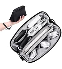 Wrist Strap, Waterproof, Double Layers Portable Electronics Travel Carrying Case for Cord, Charger, Daily Business Trips Use FYY Electronic Organizer, Travel Tech Pouch Bag, Cable Organizer Dark Green B0B7QQVMRT