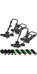 Universal Car Soft Roof Rack，Roof Pads Luggage Carrier for Kayak, Surfboard SUP, Canoe Include Storage Bag, 2 Quick Loop Strap, 2 Tie Down Rope, and 2 Heavy Duty Tie Down Straps