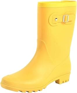 Fubotao Women's Mid Calf Rain Boots Waterproof Fashion Garden Shoes Anti-slipping Rainboots For Women Comfortable Insole Light Rain Shoes