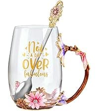 OEAGO Gifts for Mom Women Stocking Stuffers for Women Christmas Glass Coffee Enamels Mug Valentines Gifts for Her Girlfriend Wife Best Birthday Valentine's Mothers Day from Daughter Son Tea Cup