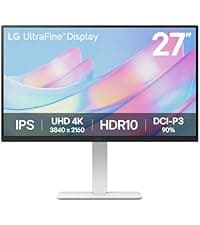 LG 27US500-W Ultrafine Monitor 27-Inch 4K UHD (3840x2160) HDR10 IPS Borderless Design Reader Mode Flicker Safe Switch App HDMI DisplayPort - White