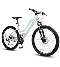 24/26 Inch Mountain Bike for Women & Girls, Twist Shifter, Dual Disc Brakes, Lockout Fork, 2.35" All Terrain Tires, Low Step Steel Frame, 85% Pre-Assembled