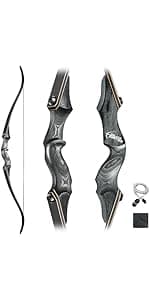 Black Hunter Archery Takedown Bow Longbow American Longbow Adult Right Hand Hunting Wood Bow 60",30-60lbs Target Practice