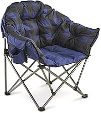 Guide Gear Oversized Extra Large Padded Camping Chair, Portable, Folding, Large Camp Lounge Beach Chairs for Outdoor, Adults, Men and Women, Heavy-Duty 400 Pound Capacity, with Cup Holder Blue
