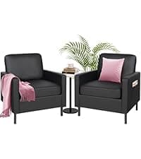 STHOUYN 85” Black Faux Leather Couch with USB, 3 Seater Sofa Couches for Living Room, Large Mid Century Modern Office Apartment Couch (Black)