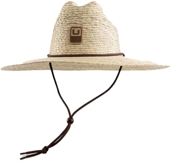 HUK Mens Crushable Straw Hat, Packable Wide Brim Fishing & Beach Hat for Men, Natural, One Size