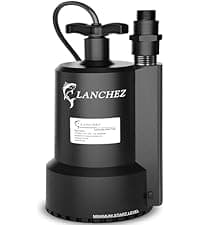 LANCHEZ 1/2HP Automatic Pool Cover Pump, 2250GPH Submersible Water Sump Pump with Check Valve & 3 Adapters, 25ft Power Cord, Removal for Swimming Pool, Hot Tubs, Rooftops and more,Black