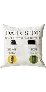 ONFAON Grandma Gifts, Grandma's Spot Throw Pillow Covers 18x18 Inch,Put Phone Glasses and Remote Control Pillowcase,Birthday Christmas hanksgiving Day Gifts for Grandma Mom,3-Pocket