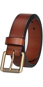 wolksprong Thicken Full Grain Leather Mens Belt Heavy Duty Mens Work Belt Mens Belt High Hardness Buckle Packed In Gift Box