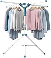 JAUREE 95 Inches Clothes Drying Rack, Drying Rack Clothing Folding Indoor Outdoor, Heavy Duty Stainless Steel Laundry Rack, Foldable Portable Large Clothes Rack Garment Rack with 20 Windproof Hooks