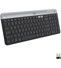 Logitech K250 Bluetooth Keyboard with Numpad, Easy Connectivity, Compact Wireless Keyboard Made with Recycled Plastic, Spill-Resistant, Comfortable Keys - Windows/MacOS - Graphite