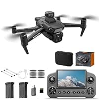 V168 Pro MAX GPS Drones with Camera for Adults 4K, RC Drone with 4.5" HD Screen on Controller, 60 Mins Flight, Long Range Transmission, 360° Obstacle Avoidance, Follow Me, Auto Return, Brushless Motor, QuickShots, Lightweight and Foldable Quadcopter for Beginner Toy Gifts