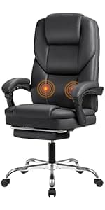 Furmax Office Executive Chair High Back Adjustable Managerial Home Desk Chair, Swivel Computer PU Leather Chair with Lumbar Support (Black)