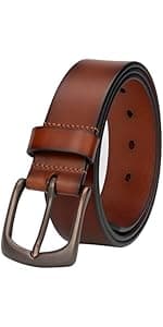 wolksprong Thicken Full Grain Leather Mens Belt Heavy Duty Mens Work Belt Mens Belt High Hardness Buckle Packed In Gift Box