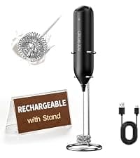 CIRCLE JOY Rechargeable Milk Frother Handheld, Dual Coil Whisk Head Electric Coffee Frother, Portable Hand Frother Wand Drink Mixer for Matcha Lattes Cappuccino, Kitchen Gifts, Black B0DPG6SNV1