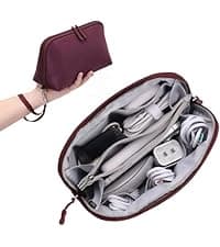 Wrist Strap, Waterproof, Double Layers Portable Electronics Travel Carrying Case for Cord, Charger, Daily Business Trips Use FYY Electronic Organizer, Travel Tech Pouch Bag, Cable Organizer Dark Green B0B7QQVMRT