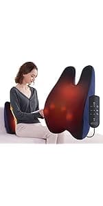 Boriwat Back Massager with Heat, 3D Kneading Massage Pillow for Back, Neck, Shoulder, Leg Pain Relief Deep Tissue, Gifts for Women Men Mom Dad