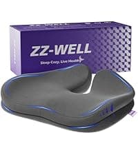 ZZ-WELL Seat Cushions for Office Chairs - Patented Coccyx Cushion for Tailbone Pain - 21.2" W x 16.5" L Memory Foam Extra Large Seat Cushion, Removable & Machine Washable Cover (Black)