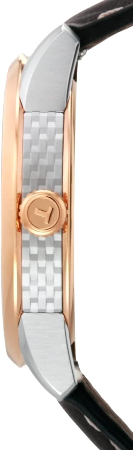 Tissot Mens Luxury 316L Stainless Steel case with Rose Gold PVD Coating Automatic Watch, Brown, Leather, 22 (T0864072606700)