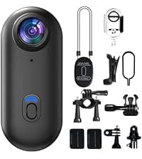 4K Mini Body Camera, Thumb POV Portable Body Cam Sports Action Camera Hands Free Waterproof Recording Wearable Camera Personal Camcorder Helmet Mounted Sports for Cycling, Motorcycle Vlogging (Black)