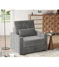 Fadware Faux Leather Couch, Convertible Futon Sofa Bed with Adjustable Backrest, Mid Century Leather Sofa Loveseat with Side Pockets& Metal Leg, Modern Leather Sleeper Sofa for Living Room Bedroom