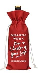 YUANHAO Moving Away Gifts for Friends, Farewell Gifts for Coworkers, Going Away Gift for Women Men, Goodbye Gift for Coworkers, Funny New Chapter Wine Bag