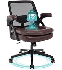 Home Office Chair No Arms with Wheels, Adjustable Height Small Desk Chair, PU Leather Mid Back 360 Swivel Computer Chair, Armless Modern Walnut Chair for Office, Reading Meeting Room(Beige)