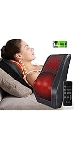 Boriwat Back Massager with Heat, 3D Kneading Massage Pillow for Back, Neck, Shoulder, Leg Pain Relief Deep Tissue, Gifts for Women Men Mom Dad
