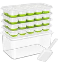 DOQAUS Ice Cube Tray with Lids - 4 Pack Stackable Silicone Ice Trays for Freezer, BPA & LFGB Safe, Easy Release for Kitchen, RV, Cocktail, Coffee, Soup & Food