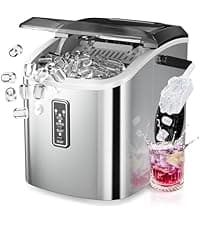 EUHOMY LunaArc Crescent Ice Maker Countertop, 16Pcs Ready in 12Mins, 1600Pcs/Day, Auto Deep Cleaning, Timer, Adjustable Ice Thickness, Portable Ice Cube Maker for Whiskey/Coffee/Soft Drinks