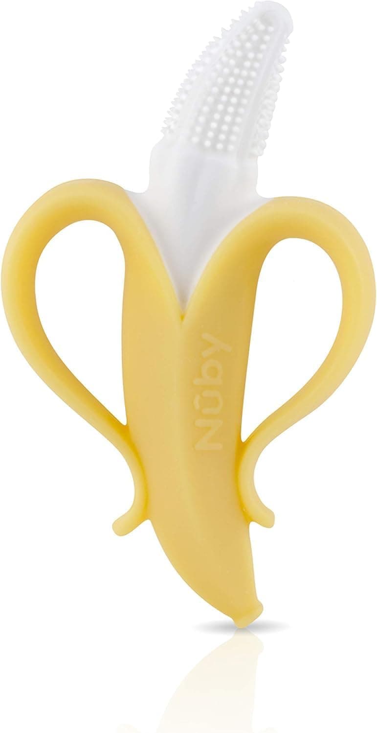 Nuby Nananubs Banana Massaging Teether – Baby Teething Toys 3 Months and Up, Silicone Teether for Sore Gums, Infant Toy, Baby Essentials, Brush, Travel Accessory, Gift for Babies