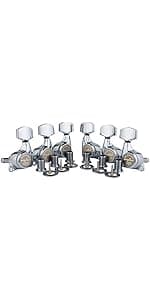 Guyker Guitar Locking Tuners (6 for Right) - 1:18 Lock String Tuning Key Pegs Machine Head with Hexagonal Handle Replacement for ST TL SG LP Style Electric, Folk or Acoustic Guitars - Chrome