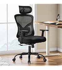 Marsail Ergonomic Mesh Office Chair High Back Home Office Desk Chair with Adaptive Lumbar Support, 2D Headrest, 3D Flip-Up Armrests, Height Adjustable and Rocking Tilt for Home Office and Gaming