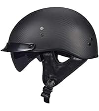 VCOROS Carbon Fiber Open Face Retro Motorcycle Helmets Men Women Half Face Helmets for Motorbike Cruiser Chopper Moped Scooter ATV (Gloss Black, L)